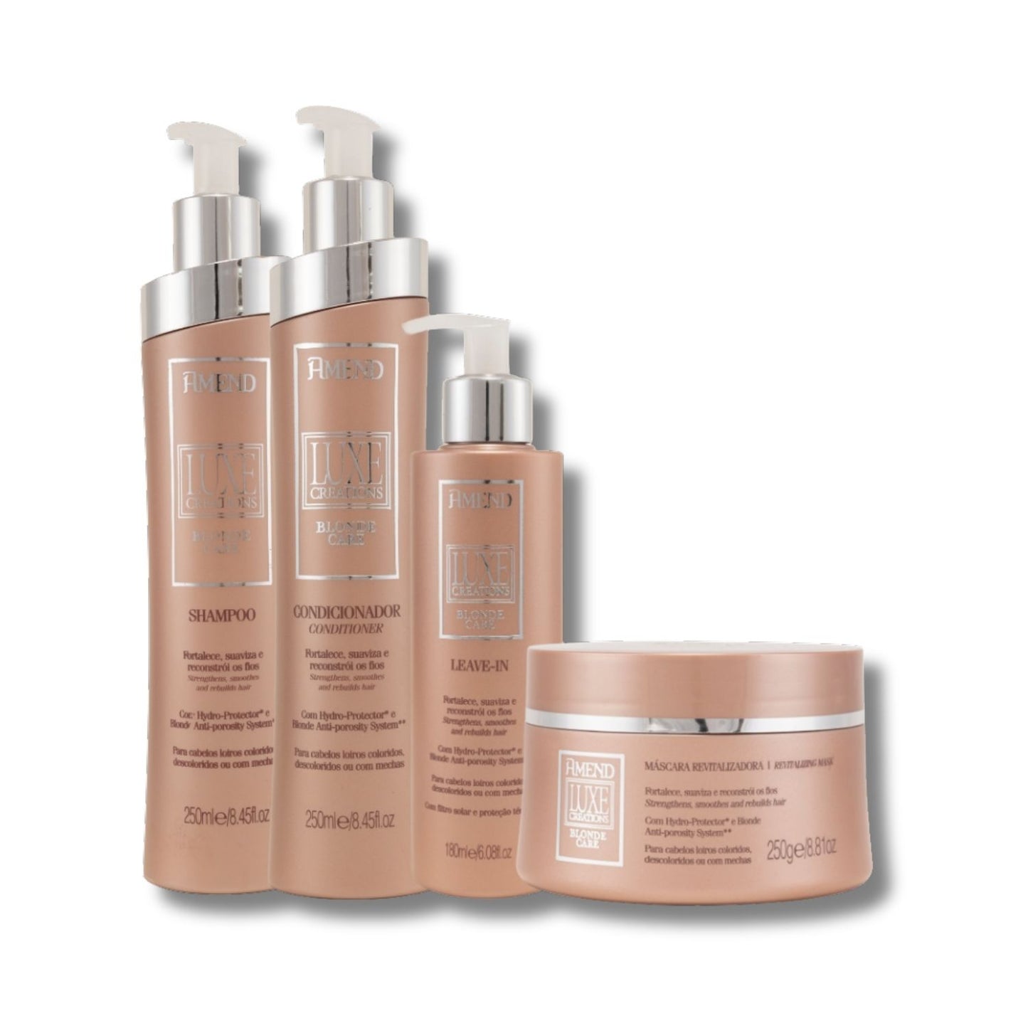 Kit Amend Luxe Creations Blonde Care Shampoo Condicionador Mascara Leave-in