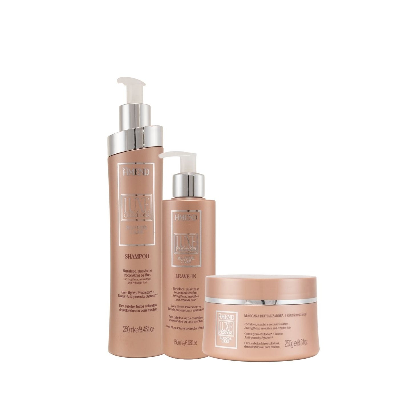 Kit Shampoo Mascara Leave-in Amend Luxe Creations Blonde Care