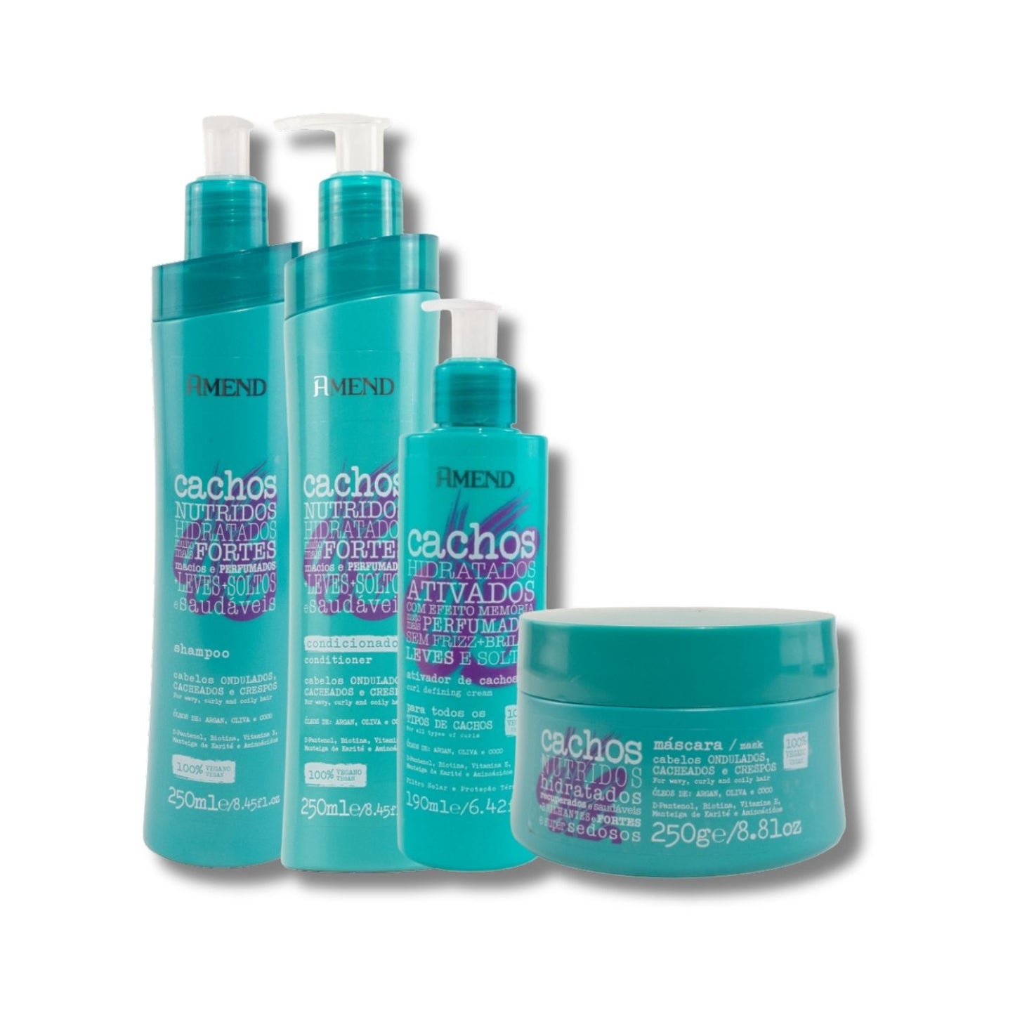 Kit Amend Cachos Nutridos Shampoo Condicionador Mascara Leave-in
