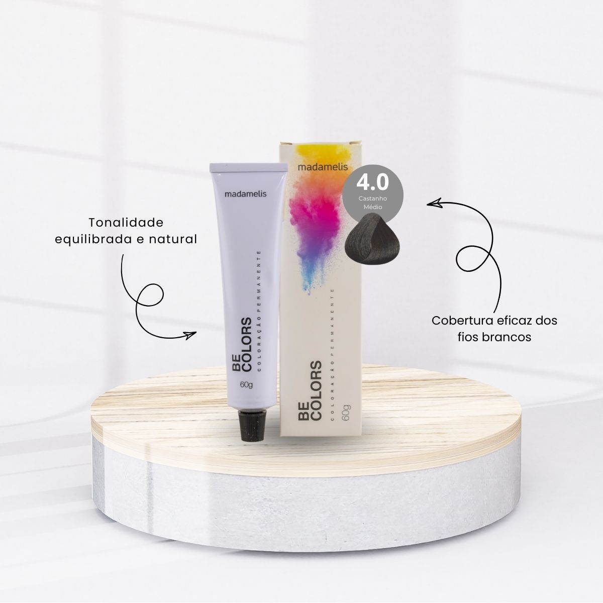 Coloração Madamelis Be Colors Castanho Médio 4.0 60 g