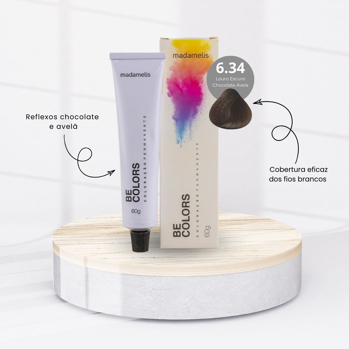 Coloração Madamelis Be Colors Louro Escuro Chocolate Avelã 6.34 60 g