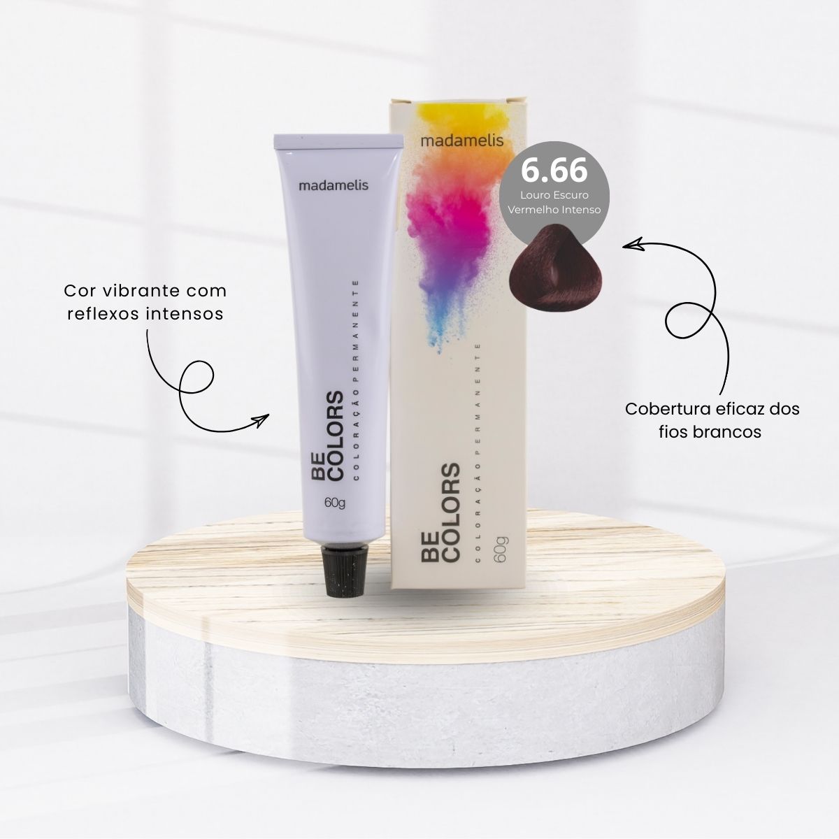 Coloração Madamelis Be Colors Louro Escuro Vermelho Intenso 6.66 60 g