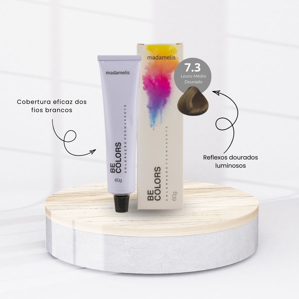 Coloração Madamelis Be Colors Louro Médio Dourado 7.3 60 g