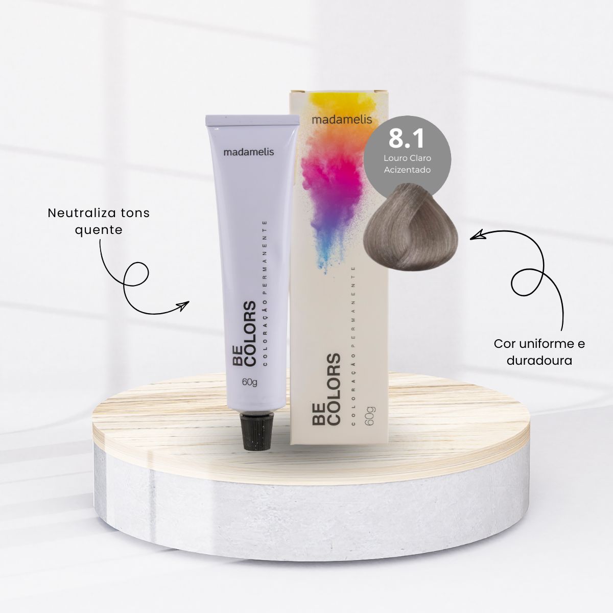 Coloração Madamelis Be Colors Louro Claro Acinzentado 8.1 60 g