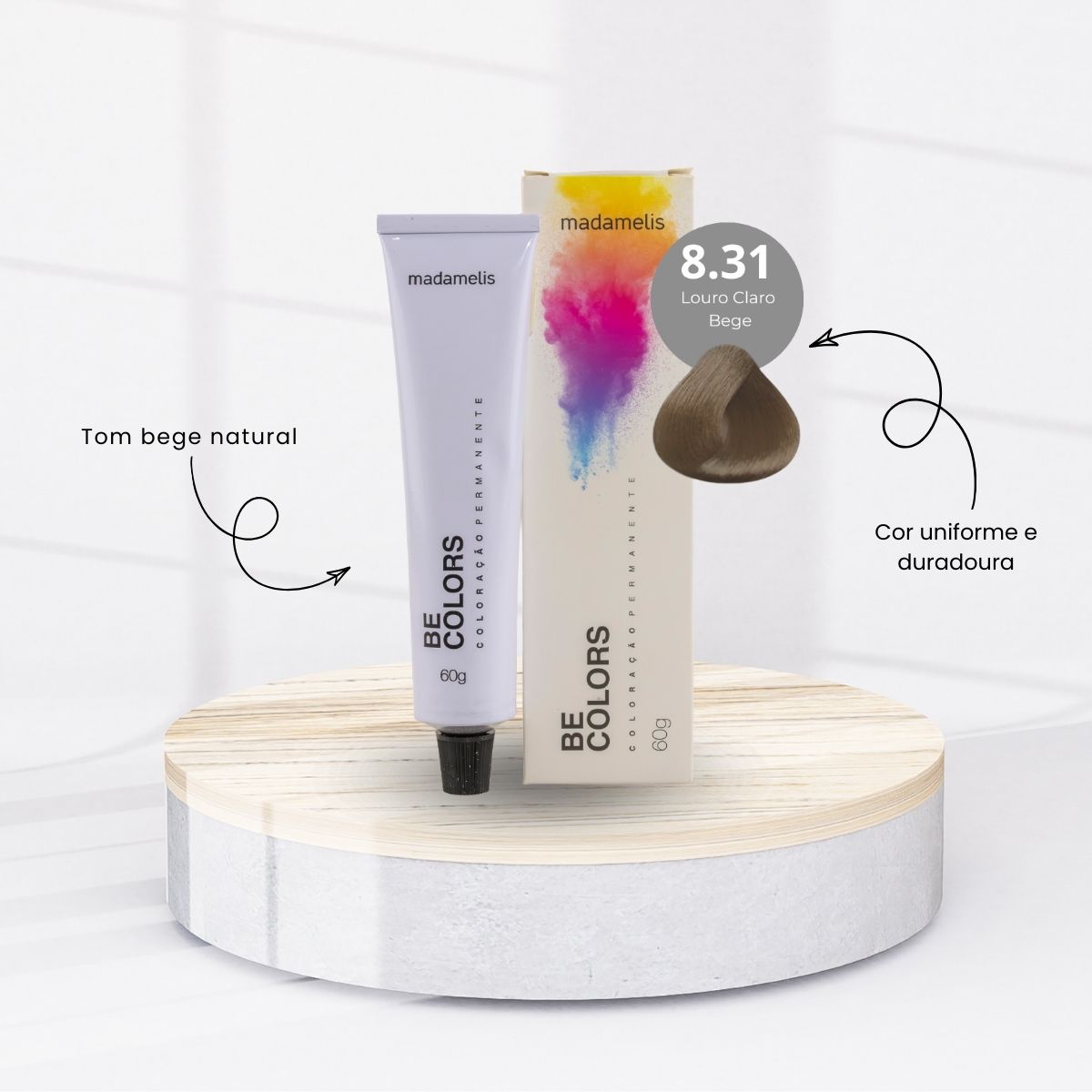 Coloração Madamelis Be Colors Louro Claro Bege 8.31 60 g