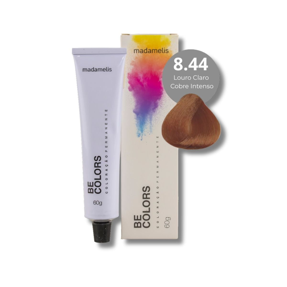 Coloração Madamelis Be Colors Louro Claro Acobreado Intenso 8.44 60 g