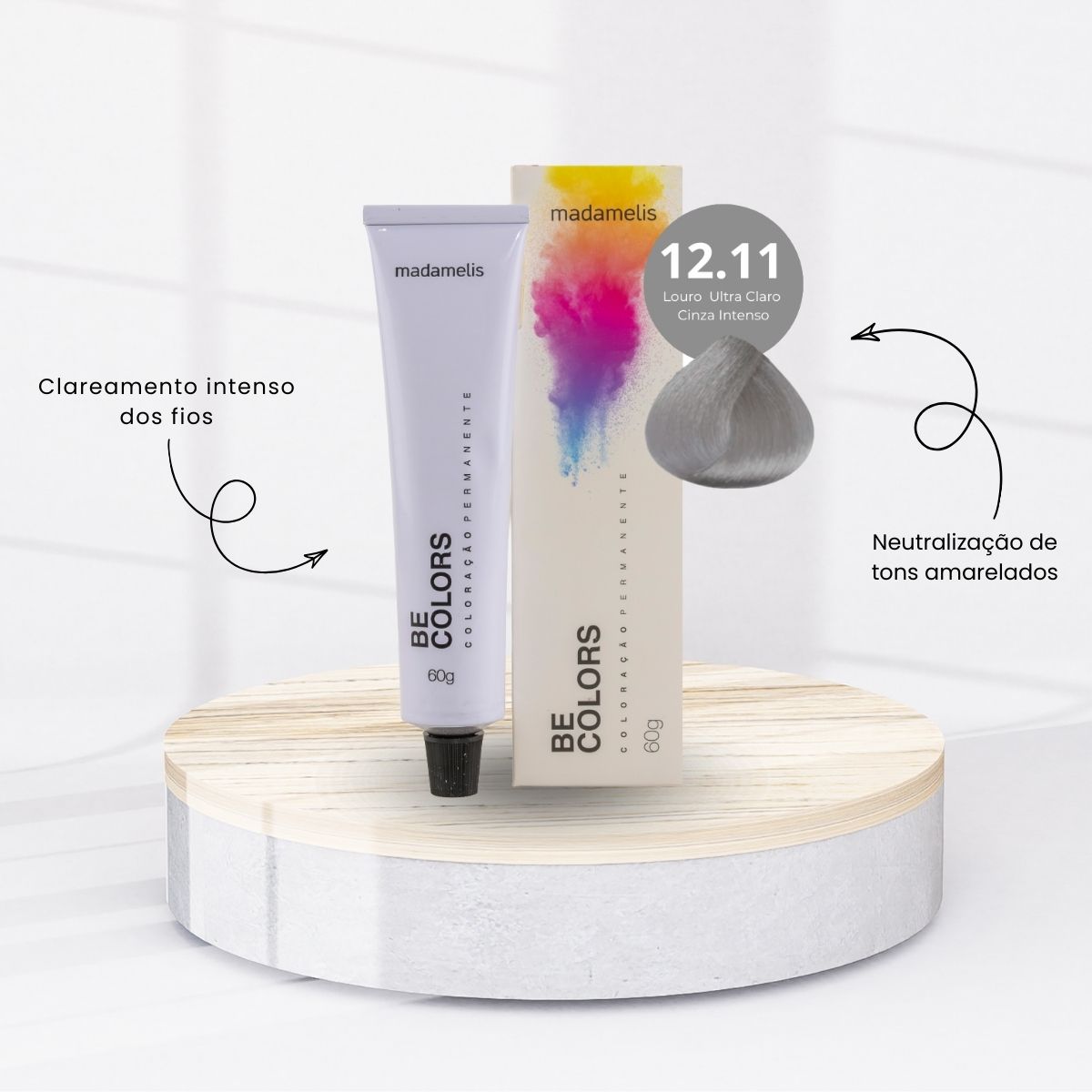 Coloração Madamelis Be Colors Super Clareador Cinza Intenso 12.11 60 g