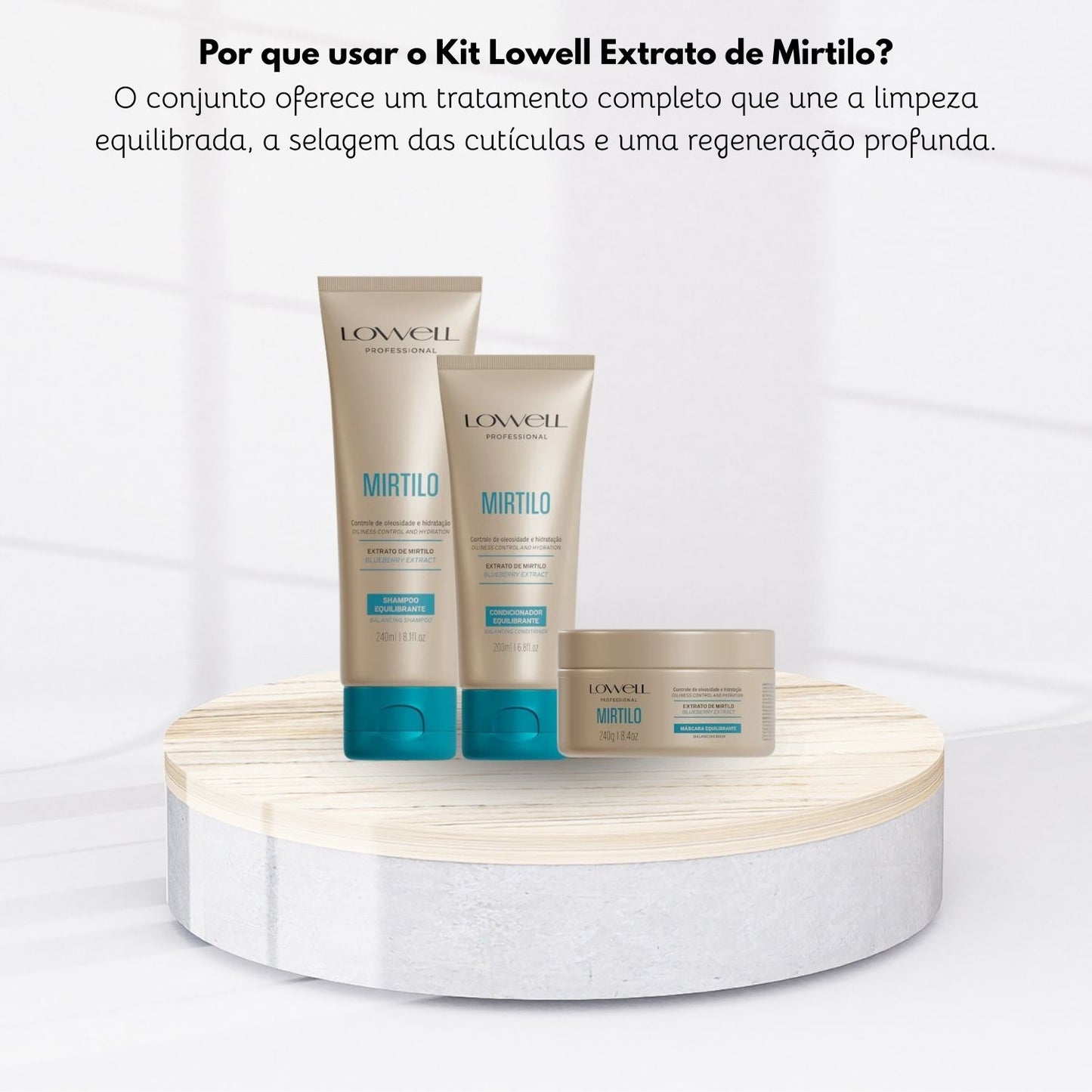 Kit Lowell Mirtilo Equilíbrio Shampoo Condicionador Máscara Home Care