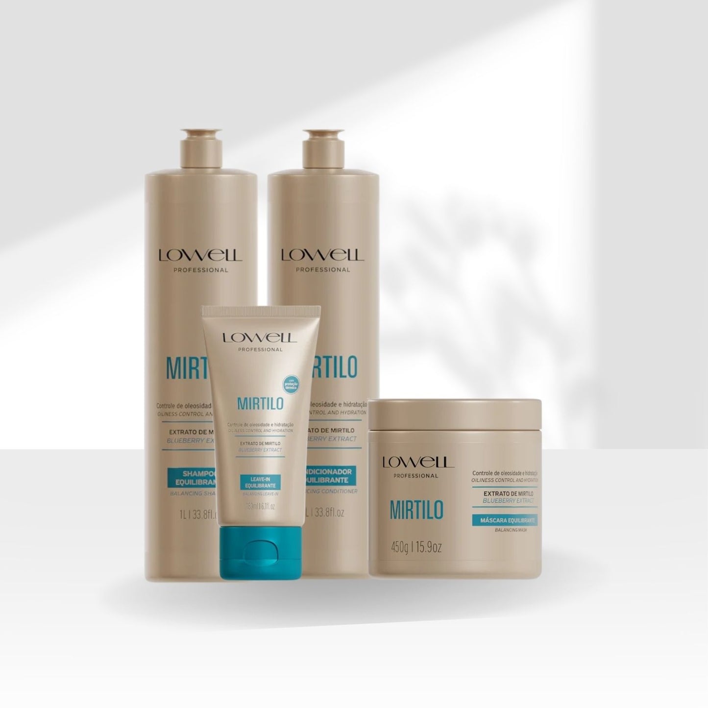 Kit Lowell Mirtilo Equilíbrio Kit Shampoo Condicionador Máscara Leave In (4 Produtos)
