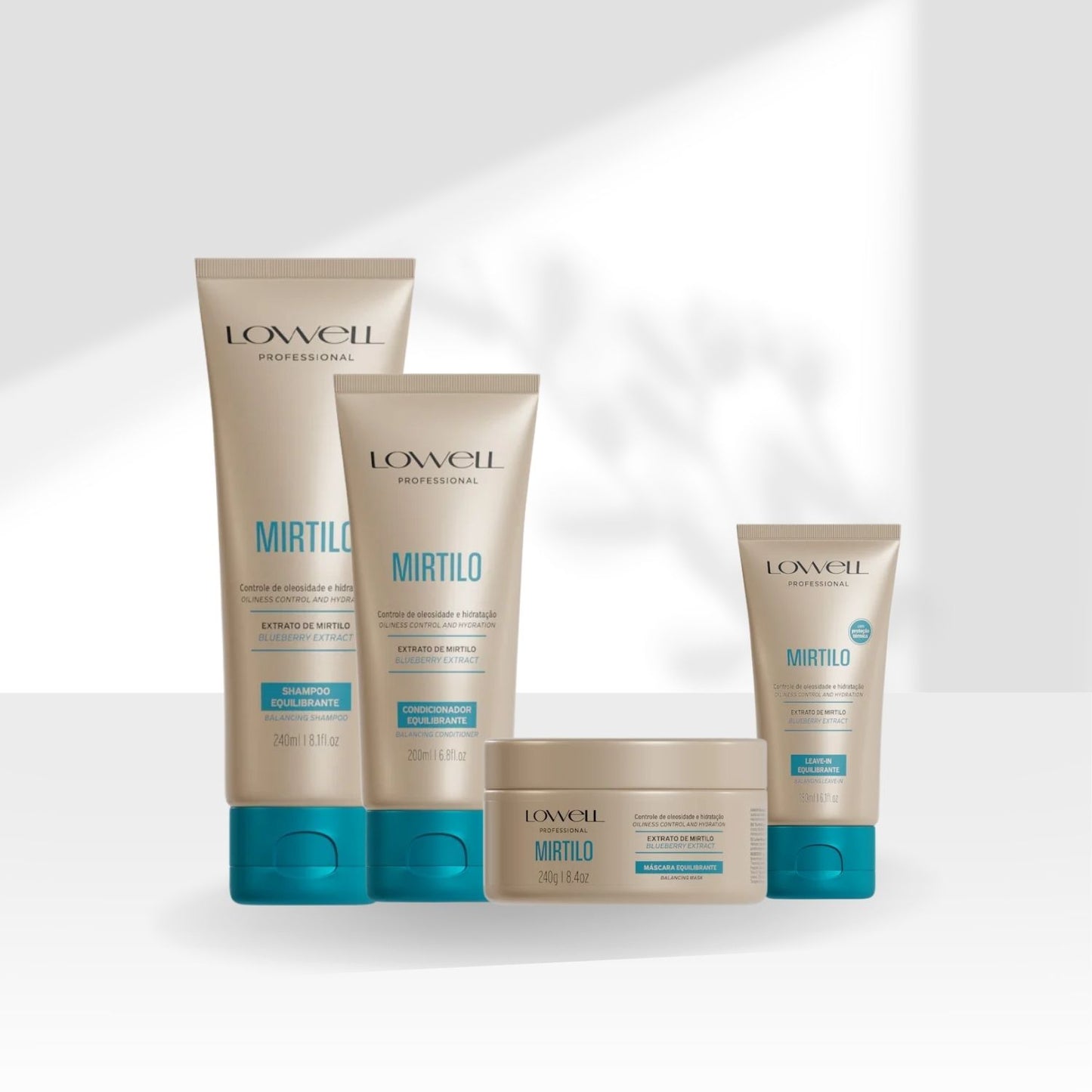 Kit Lowell Mirtilo Equilíbrio Shampoo Condicionador Máscara Leave In Home Care