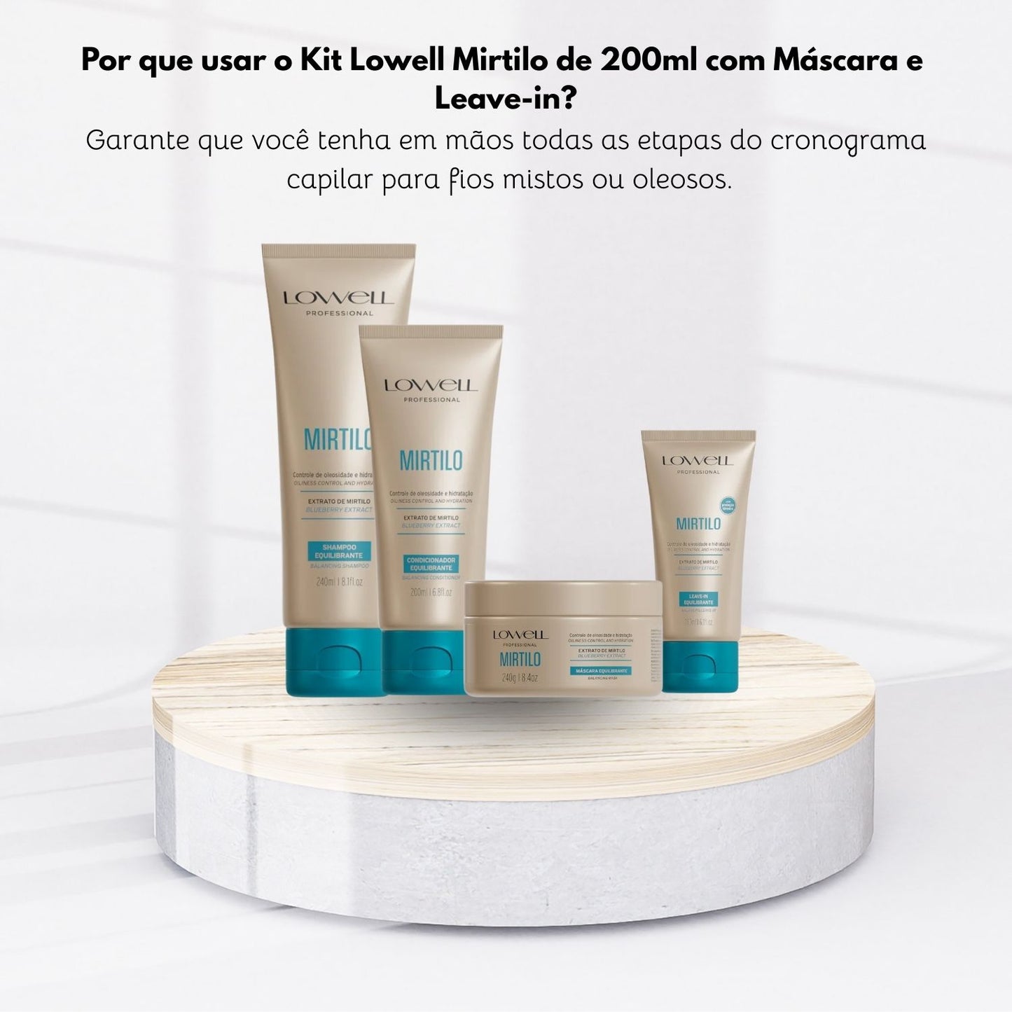 Kit Lowell Mirtilo Equilíbrio Shampoo Condicionador Máscara Leave In Home Care
