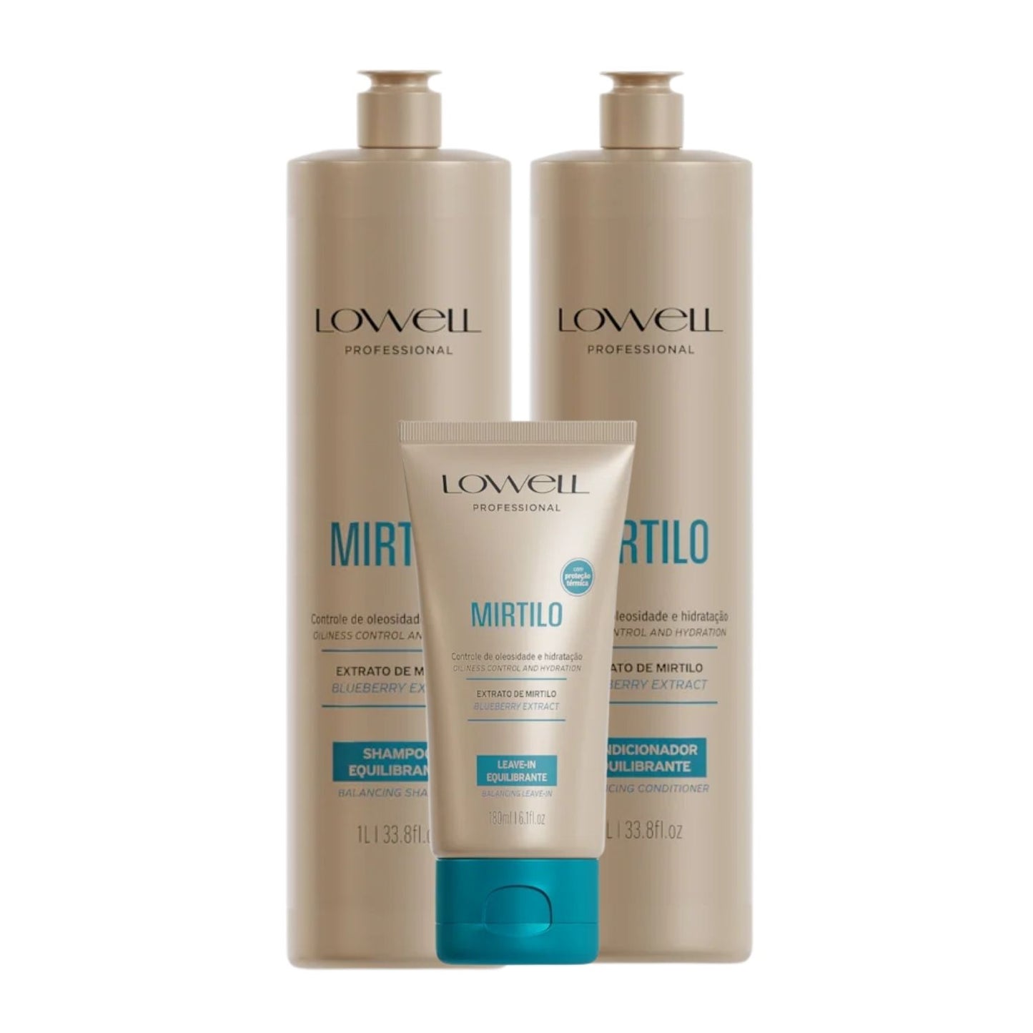 Kit Shampoo Condicionador Leave In Lowell Mirtilo Equilíbrio (3 Produtos)