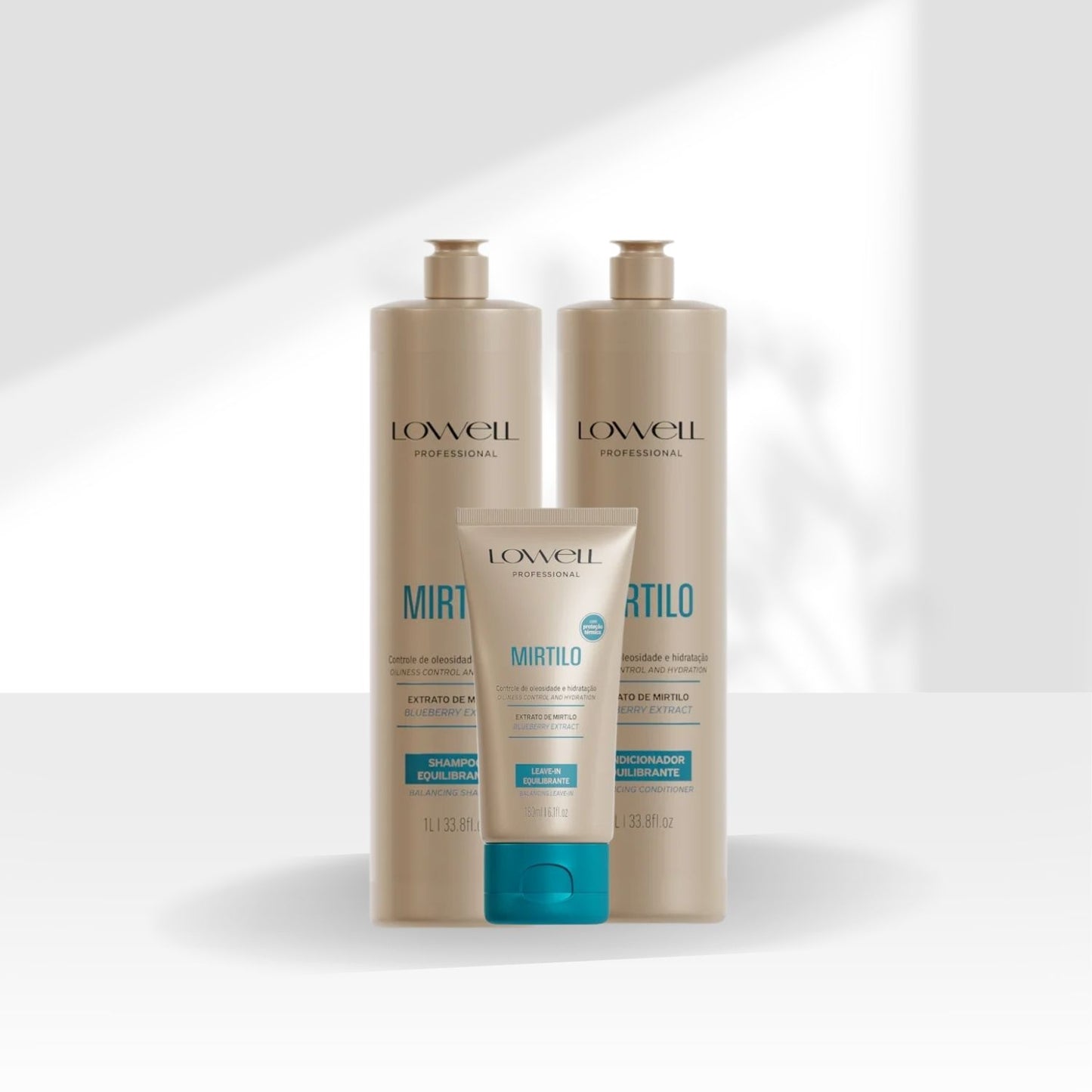 Kit Shampoo Condicionador Leave In Lowell Mirtilo Equilíbrio (3 Produtos)