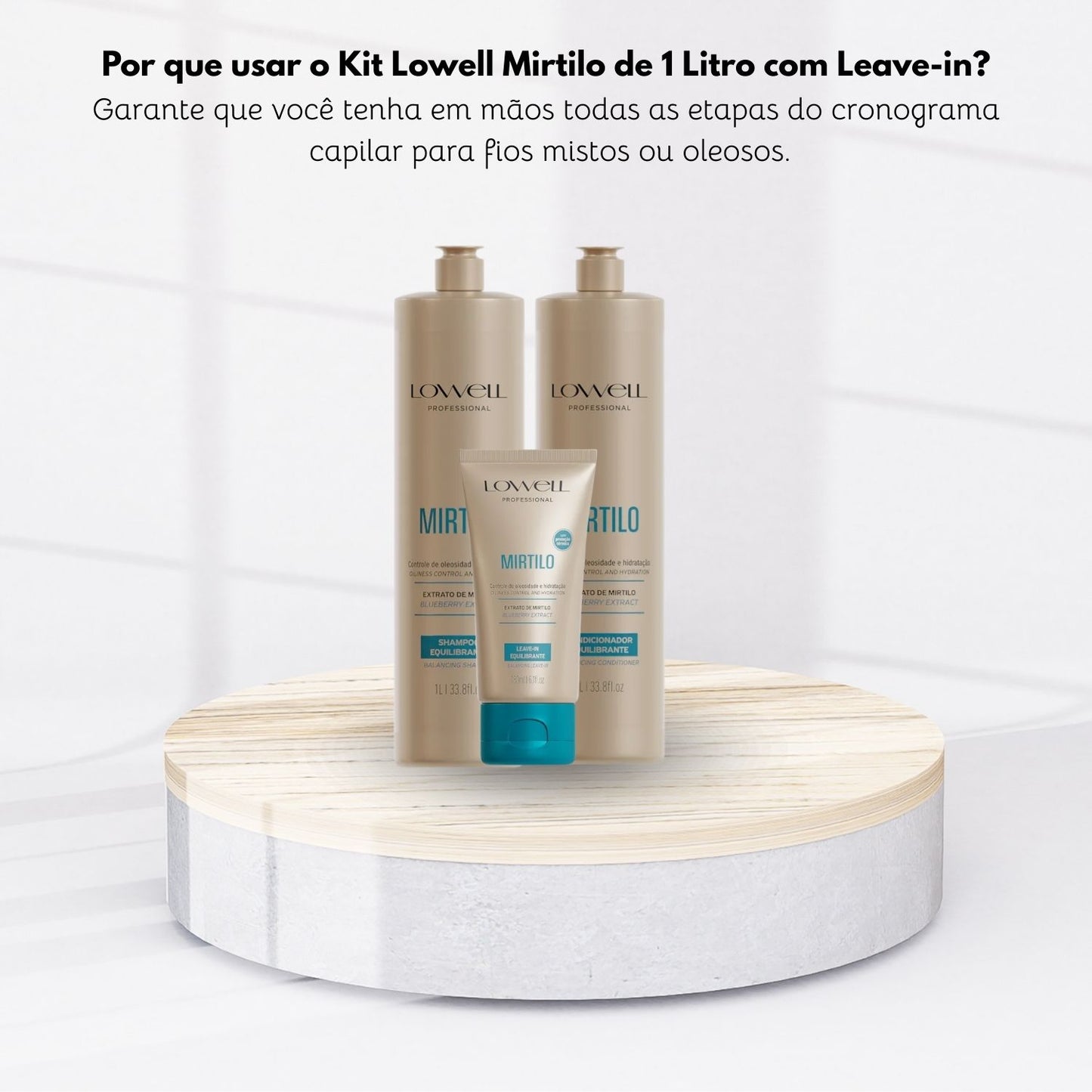 Kit Shampoo Condicionador Leave In Lowell Mirtilo Equilíbrio (3 Produtos)