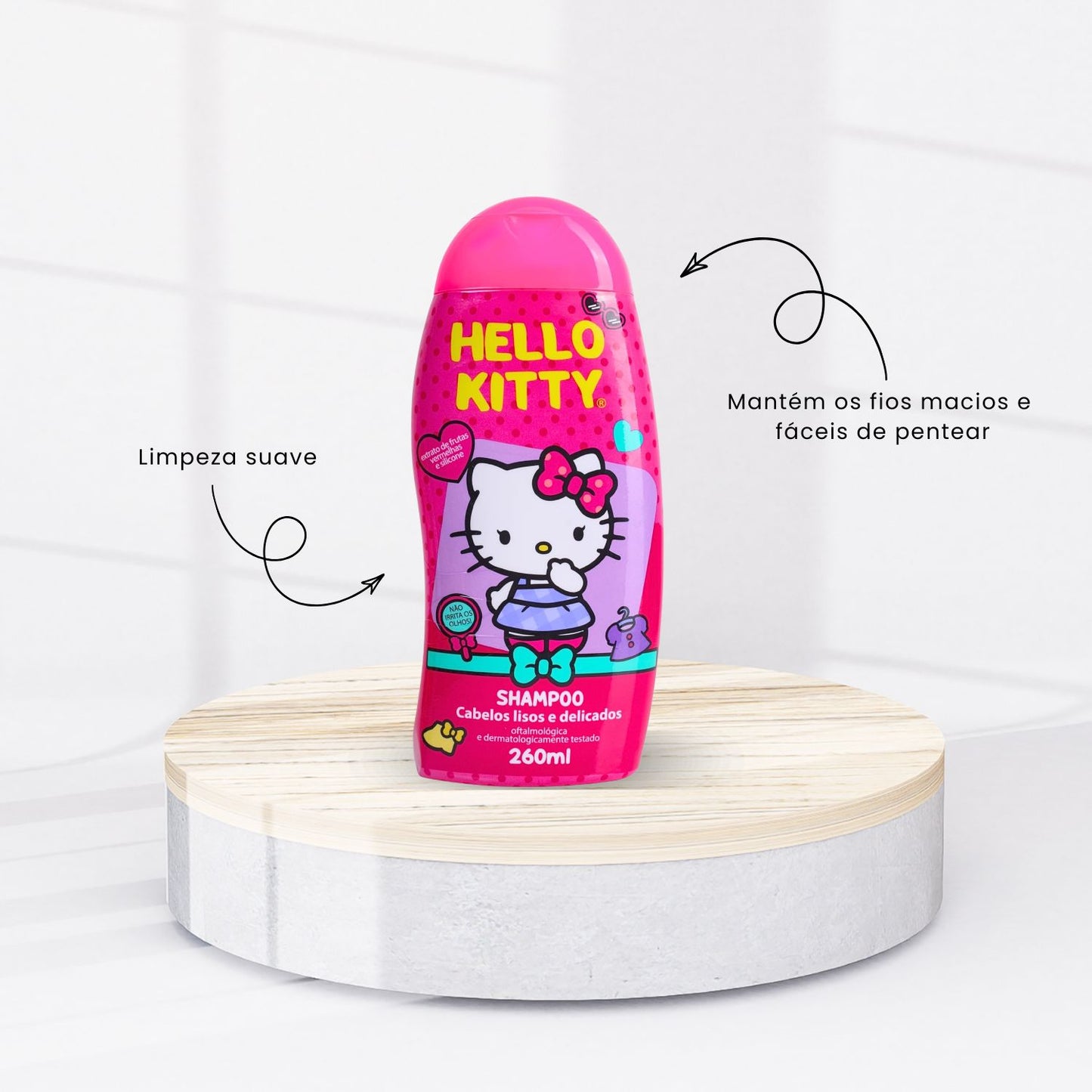 Shampoo Cia da Natureza Cabelos Lisos e Delicados Hello Kitty 260 ml