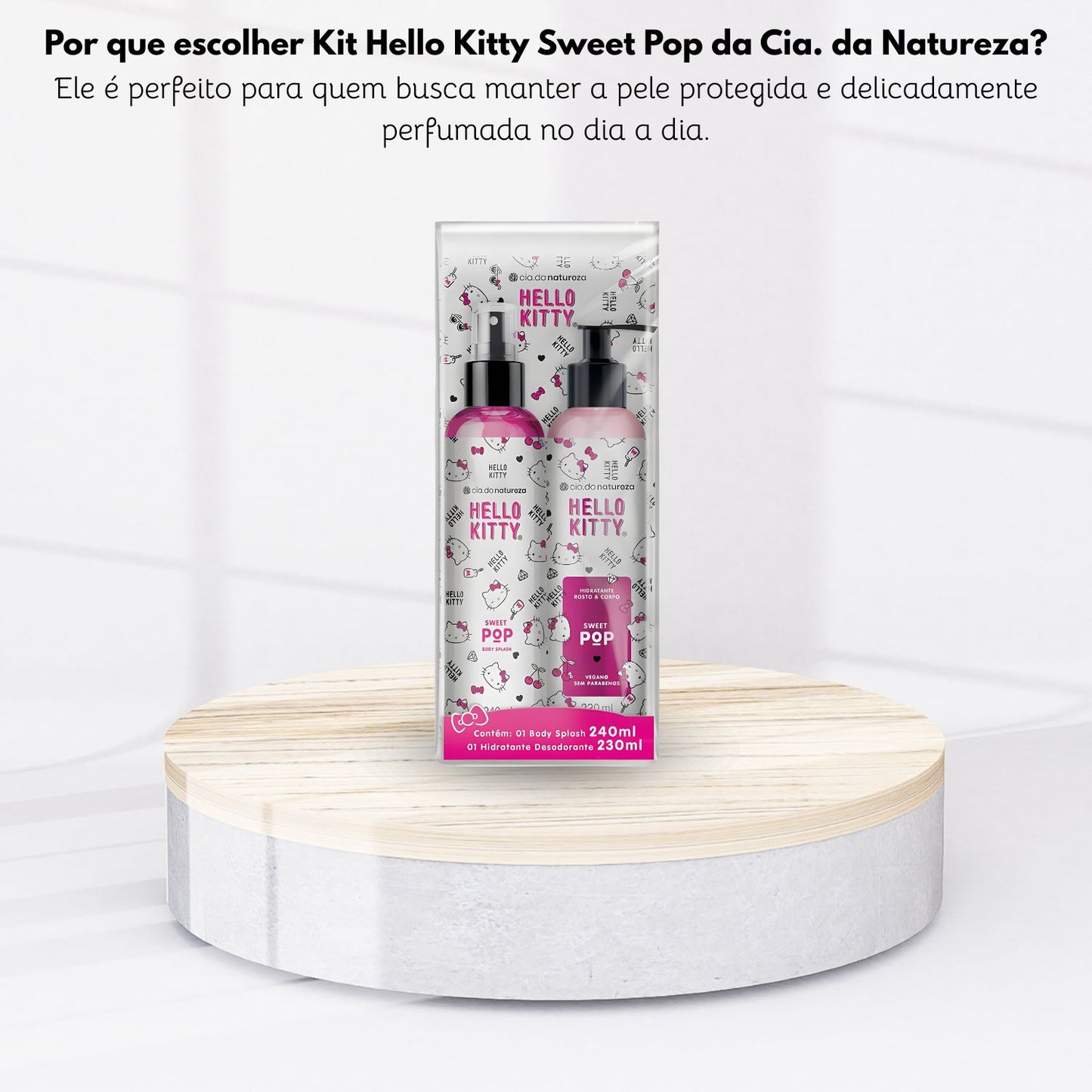 Kit Cia da Natureza Hello Kitty Sweet Pop Body Splash + Desodorante Hidratante