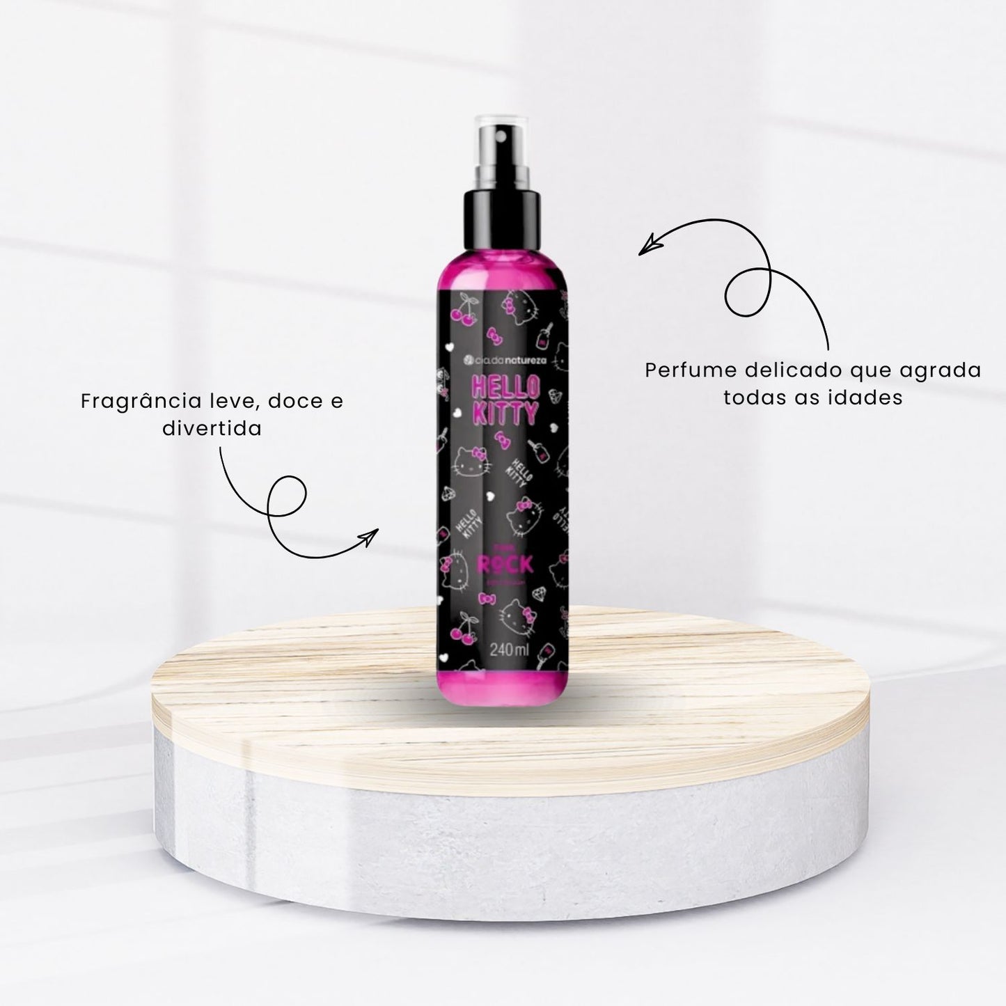 Kit Cia da Natureza Hello Kitty Pink Rock Body Splash + Desodorante Hidratante