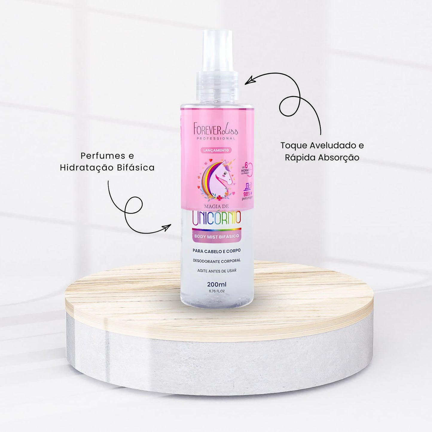Body Mist Forever Liss Magia de Unicórnio Bifásico Corporal 200 ml