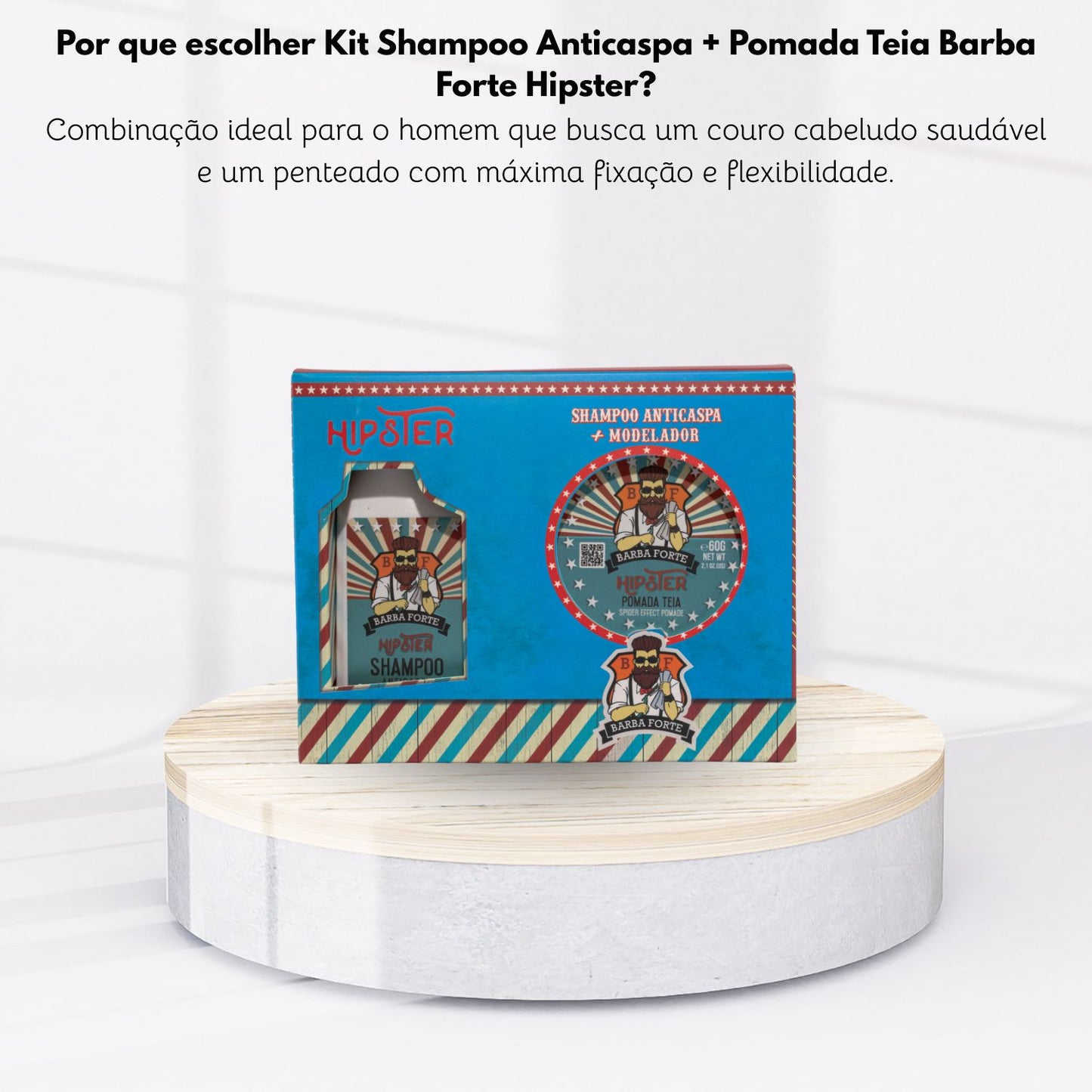 Kit Shampoo Anticaspa + Pomada Teia Barba Forte Hipster