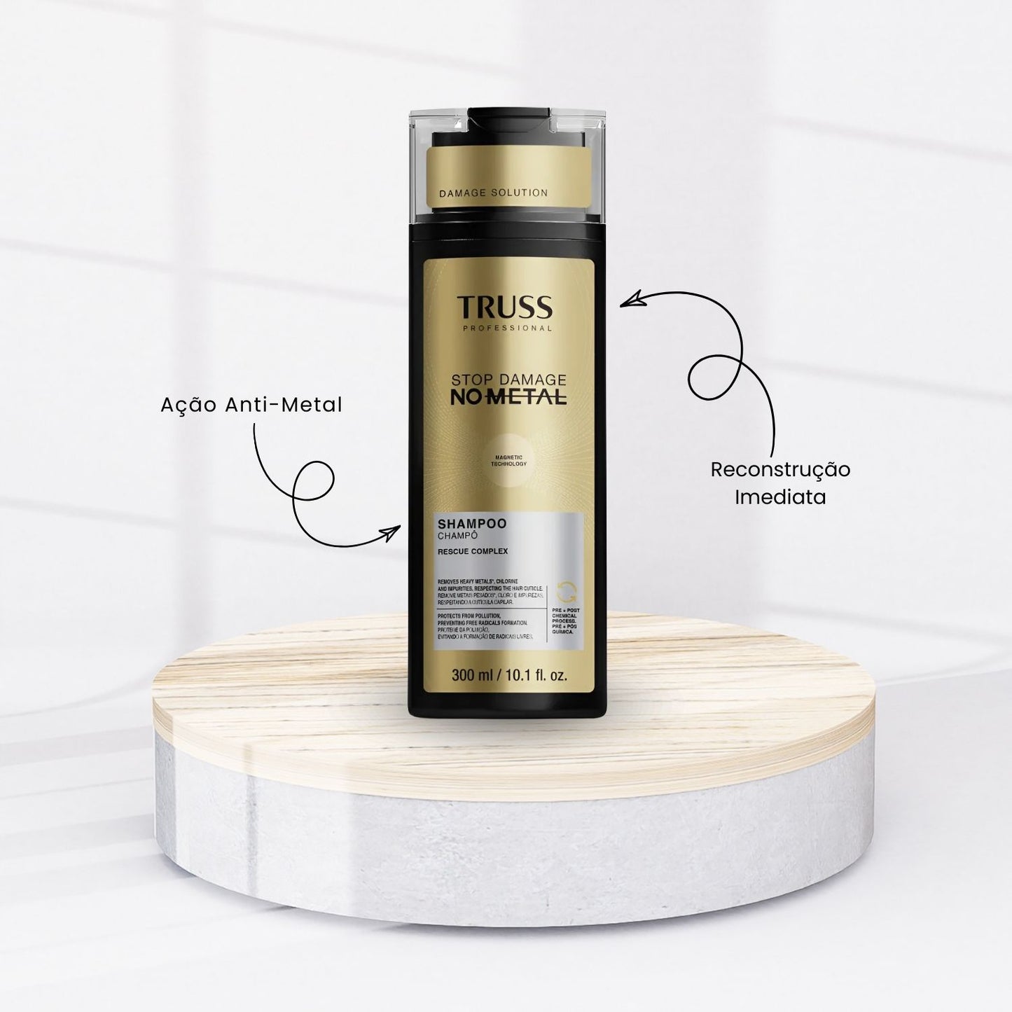 Shampoo TRUSS Stop Damage No Metal Reconstrução 300 ml