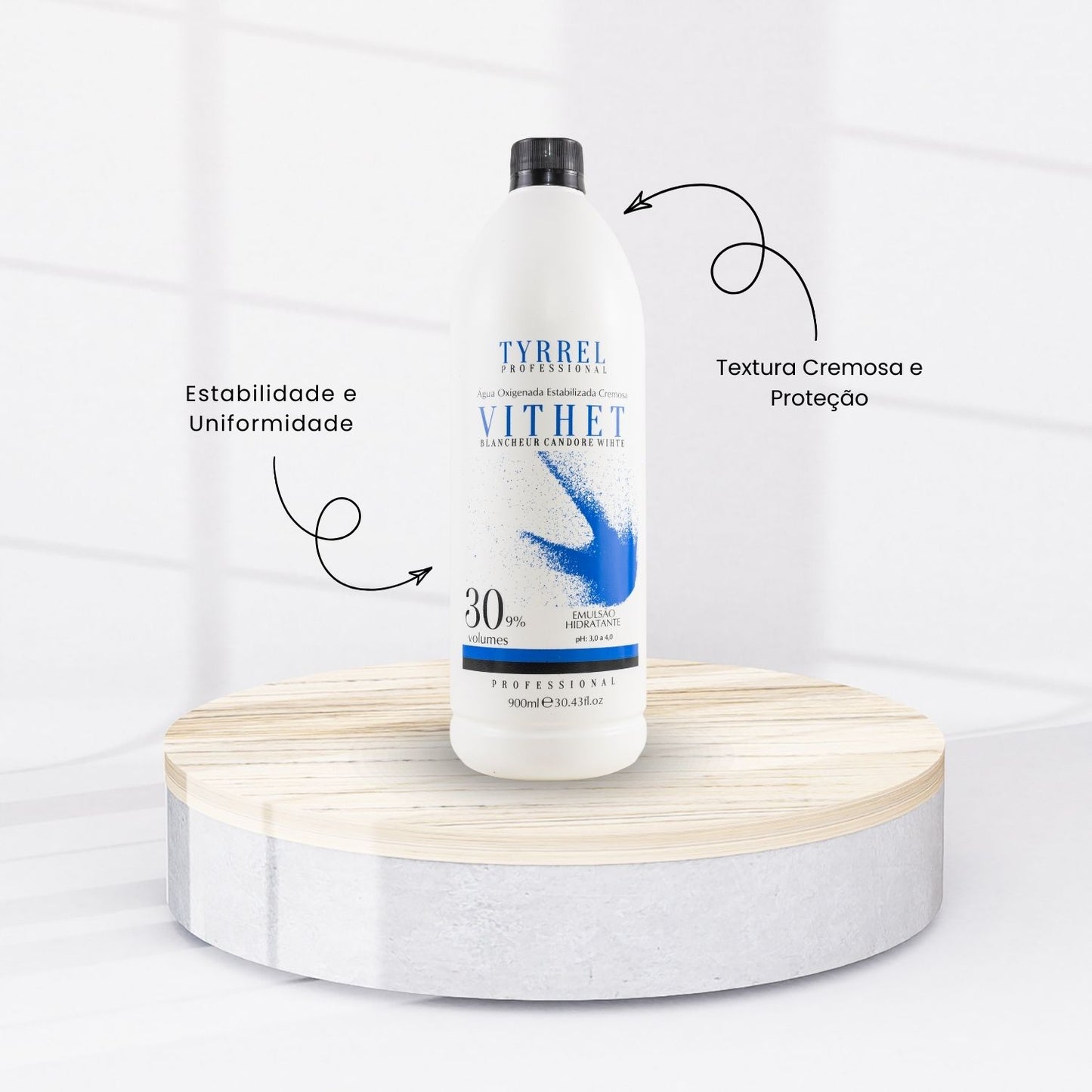 Água Oxigenada Tyrrel Cremosa VITHTET 30 Volumes 900 ml