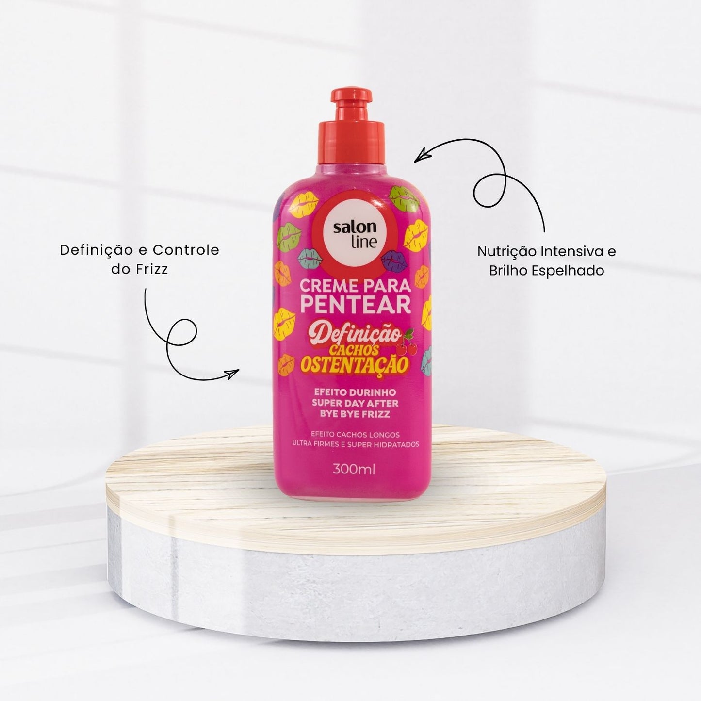 Kit Shampoo Creme Multi Salon Line Cachos Ostentação 300 ml