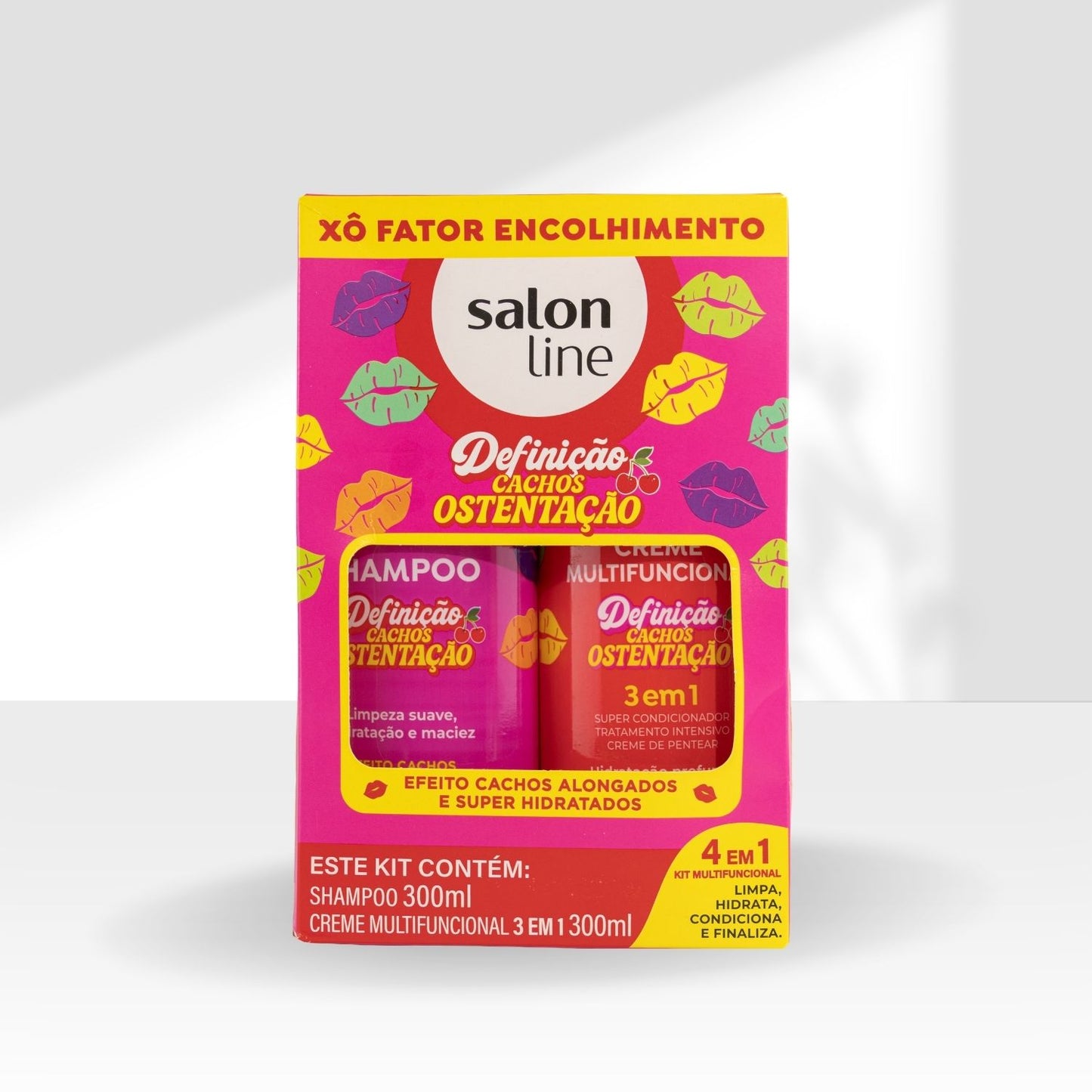 Kit Shampoo Creme Multi Salon Line Cachos Ostentação 300 ml