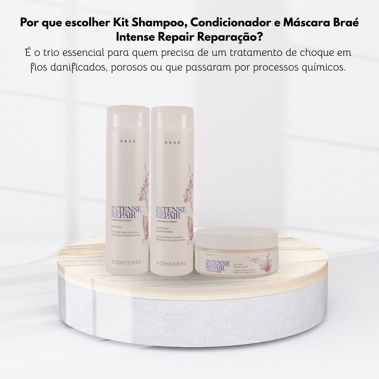 Kit Braé Intense Repair Shampoo + Condicionador + Máscara