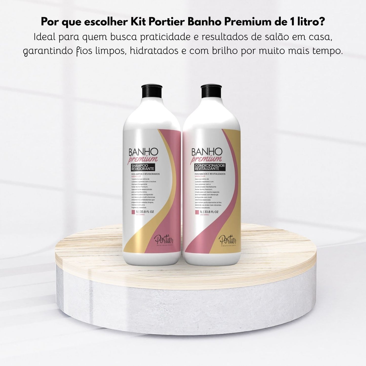 Kit Shampoo e Condicionador Portier Banho Premium Maracujá 2 x 1 L