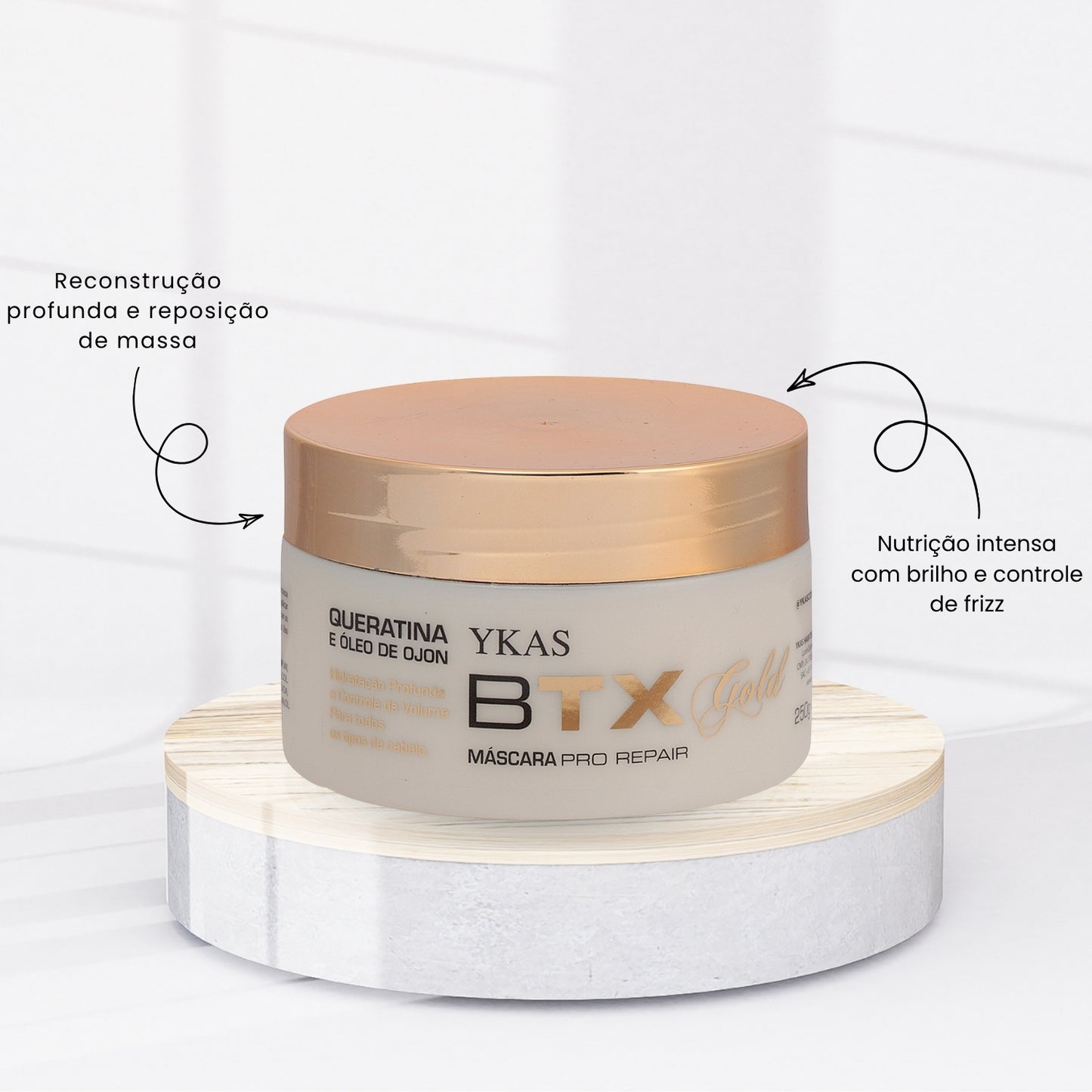 Máscara Capilar Ykas Gold Pro Repair Reconstrução 250 g