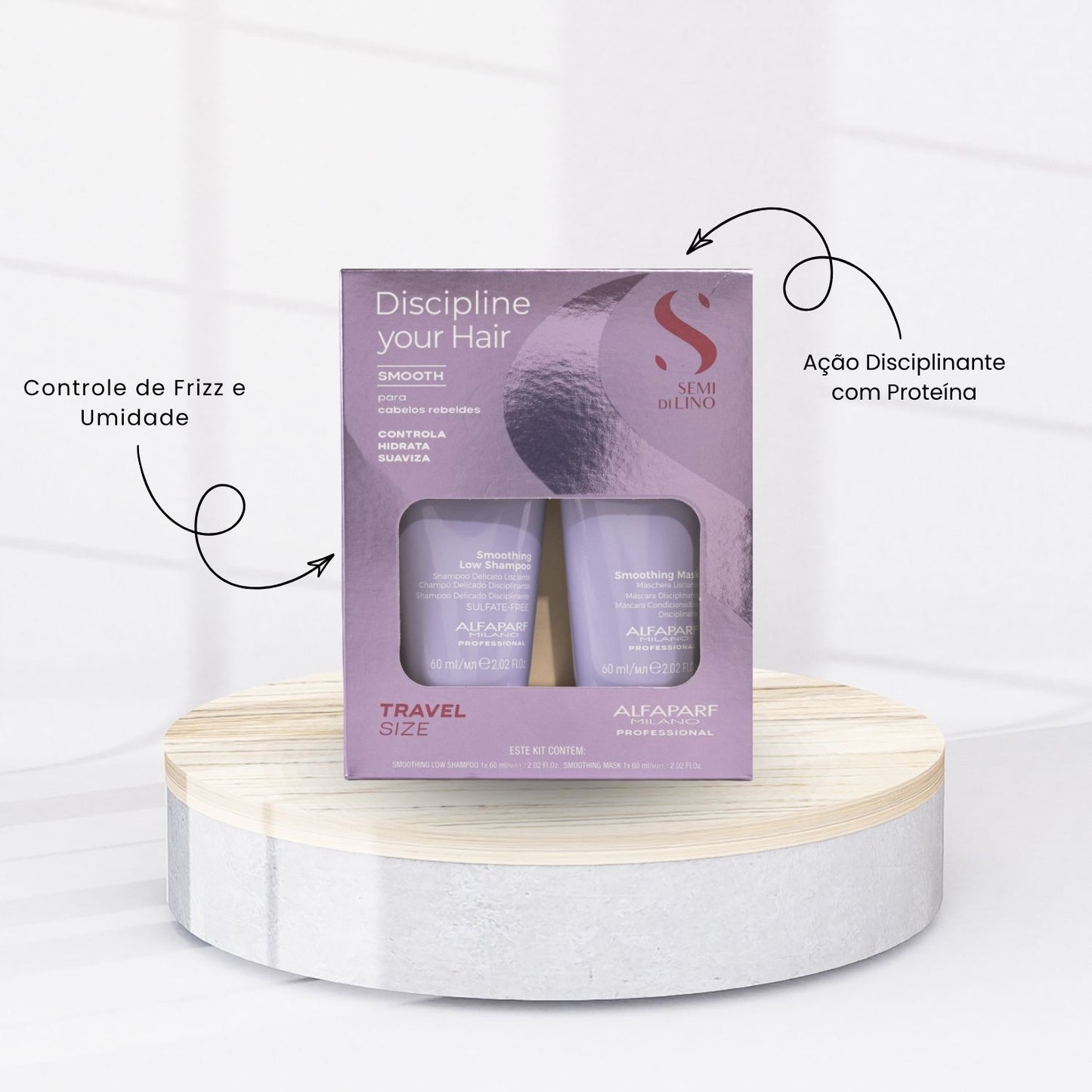 Kit Alfaparf Discipline Your Hair Smooth Controle Frizz 2X60ml