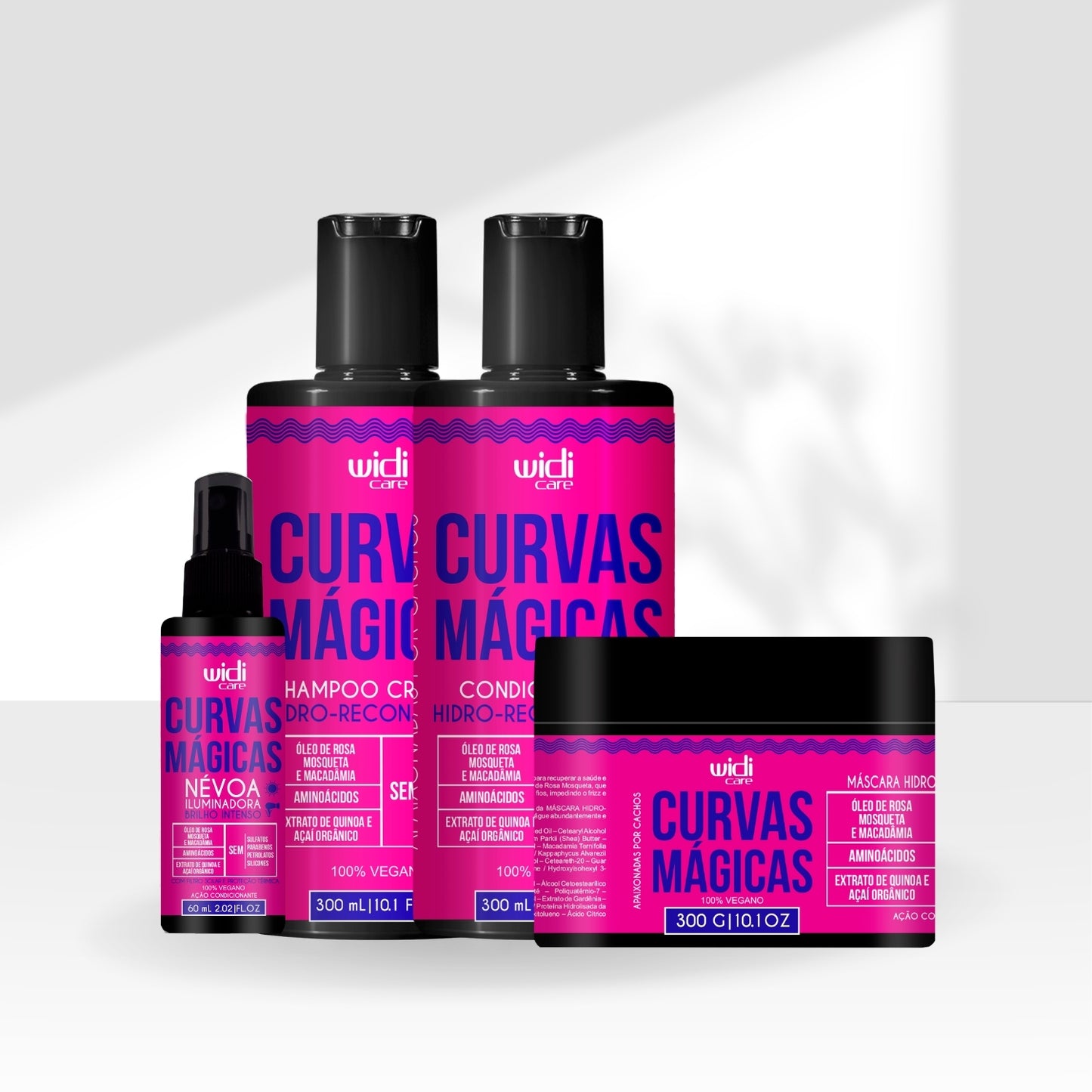 Kit Shampoo Condicionador Máscara e Leave In Widi Care Curvas Mágicas