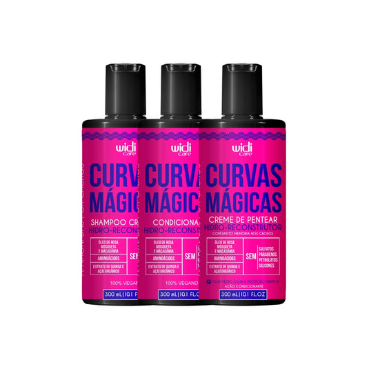 Kit Shampoo Condicionador e Creme para Pentear Widi Care Curvas Mágicas