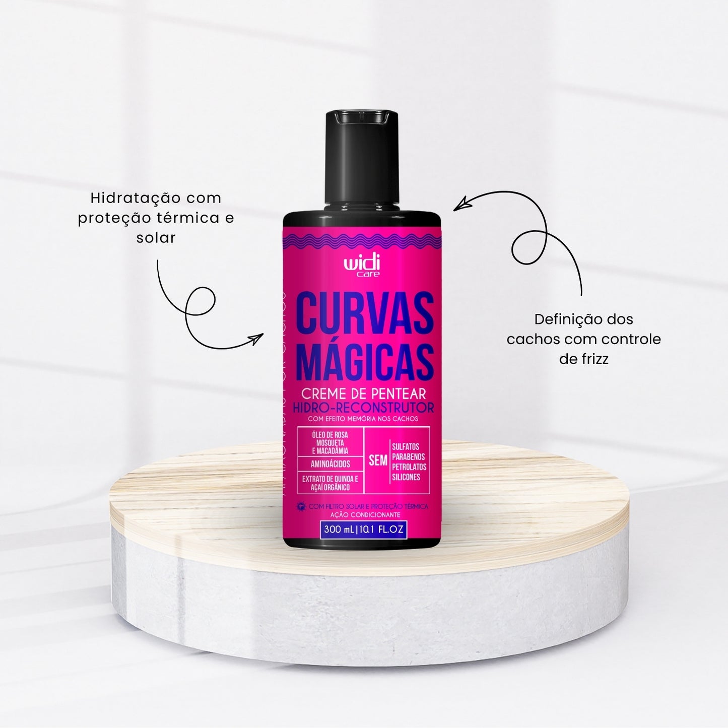 Kit Shampoo Condicionador e Creme para Pentear Widi Care Curvas Mágicas