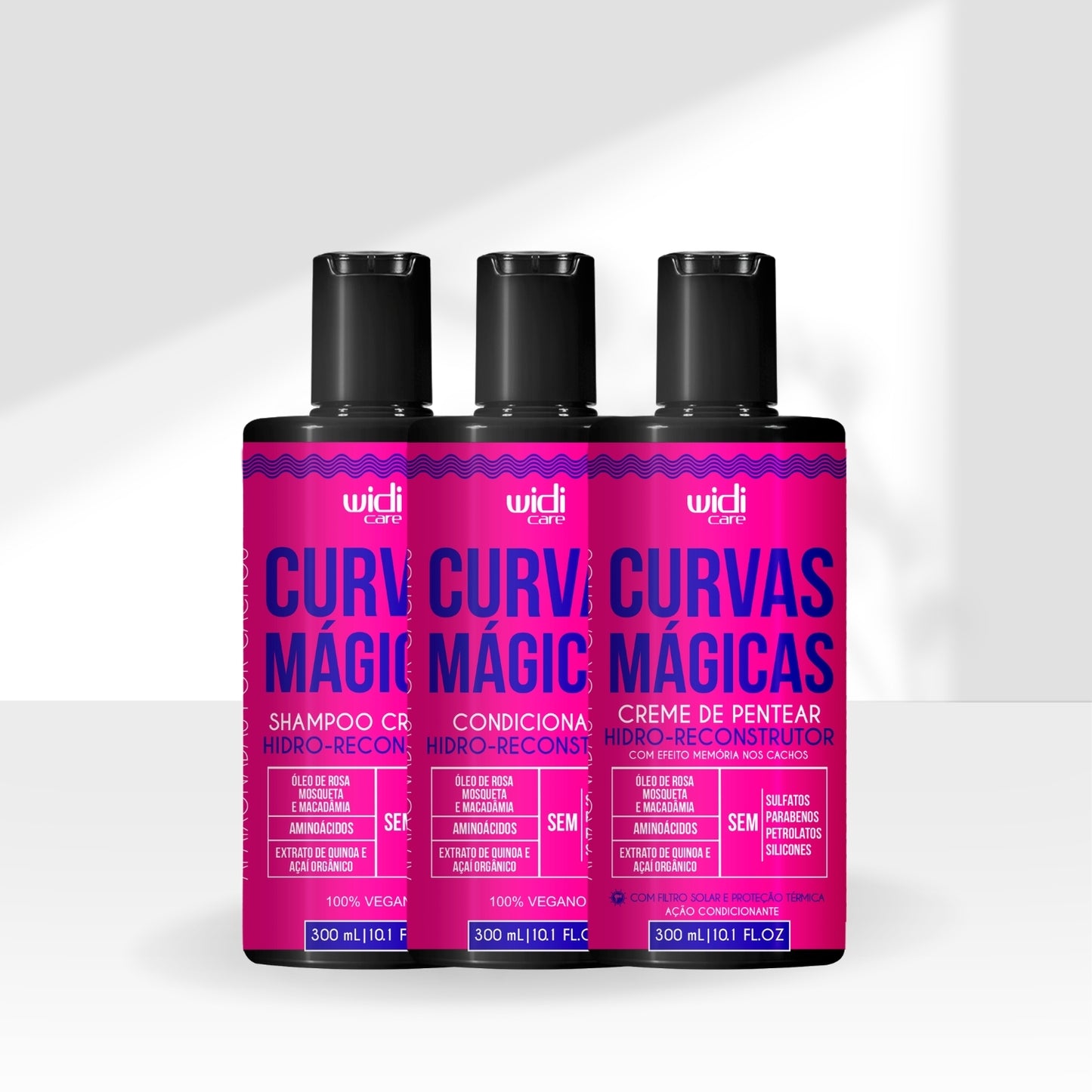 Kit Shampoo Condicionador e Creme para Pentear Widi Care Curvas Mágicas
