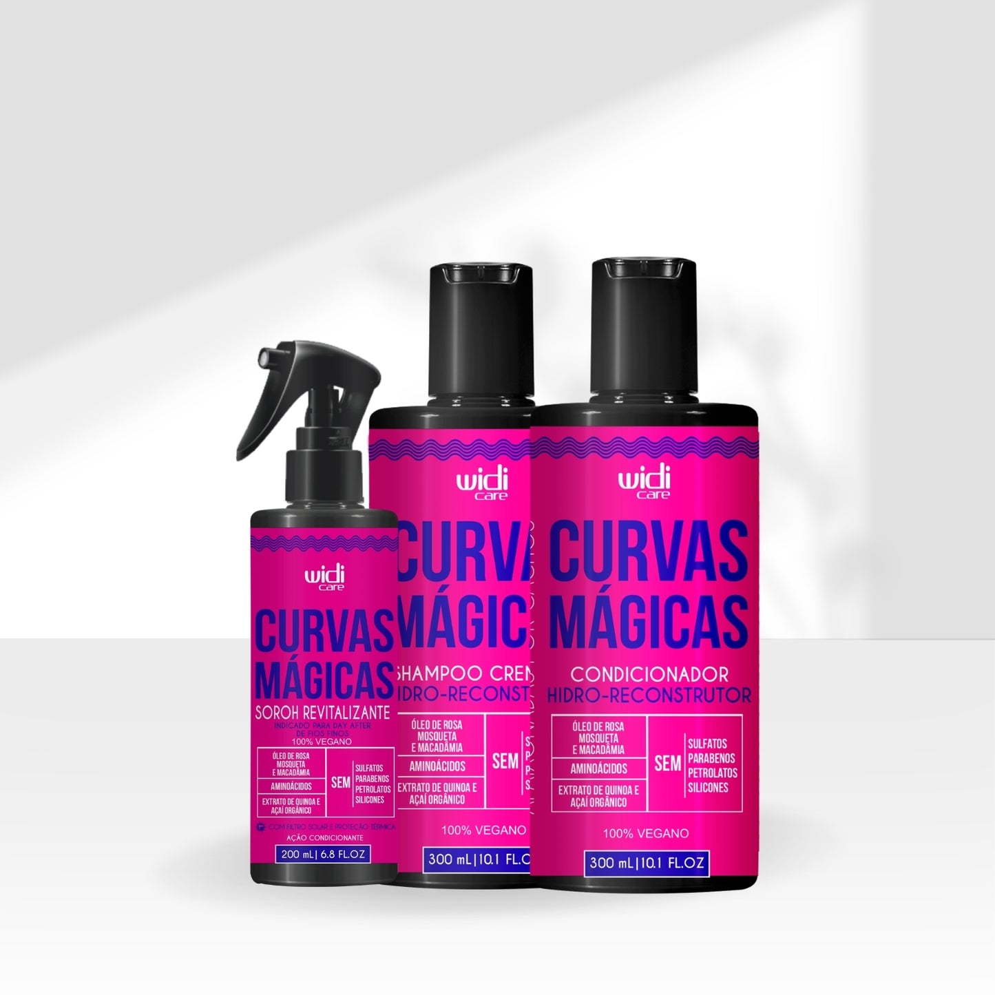 Kit Shampoo Condicionador e Sérum Revitalizante Widi Care Curvas Mágicas