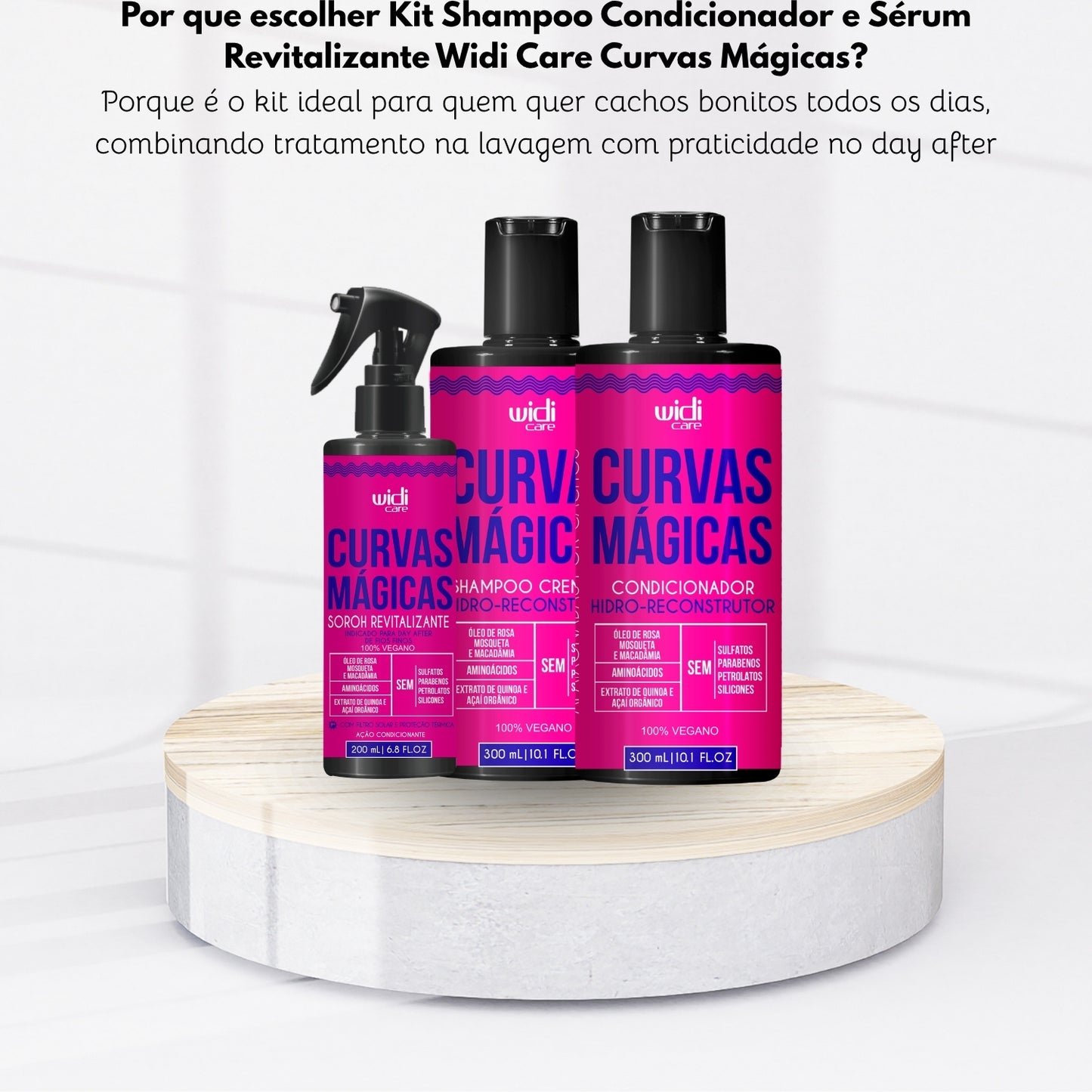 Kit Shampoo Condicionador e Sérum Revitalizante Widi Care Curvas Mágicas