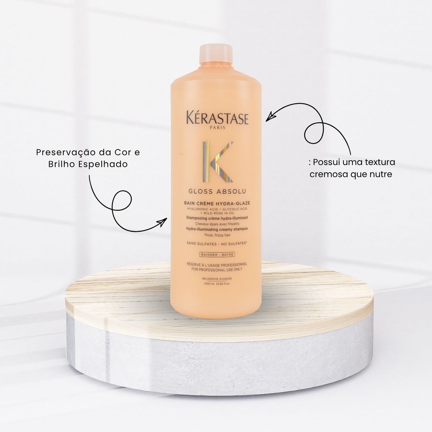 Shampoo Kérastase Gloss Absolu Bain Crème Hydra Glaze Brilho Cabelos 1 L