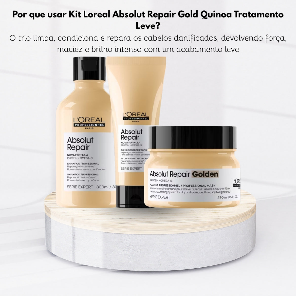 Kit Loreal Absolut Repair Gold Quinoa Tratamento Leve