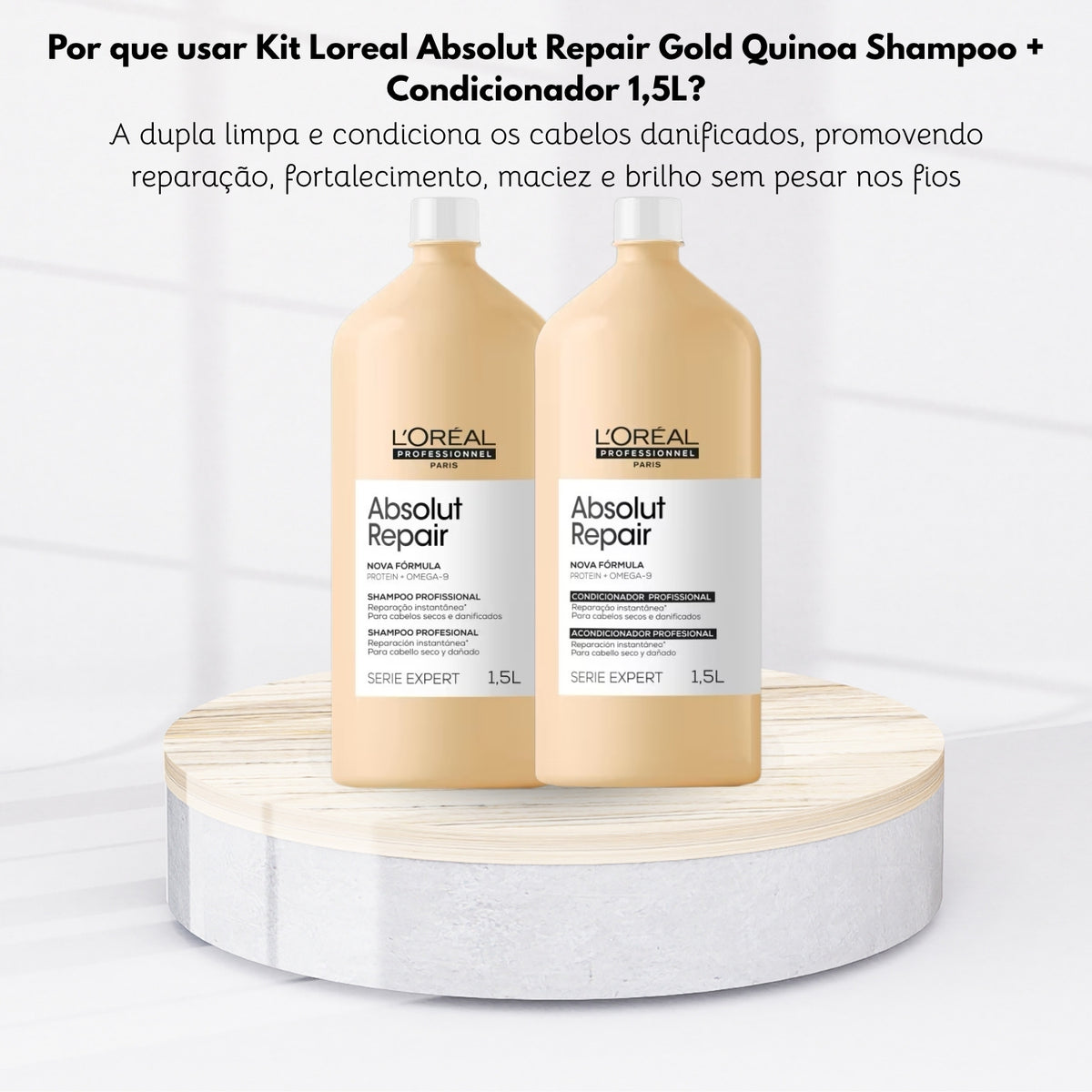 Kit Loreal Absolut Repair Gold Quinoa Shampoo + Condicionador 1,5L