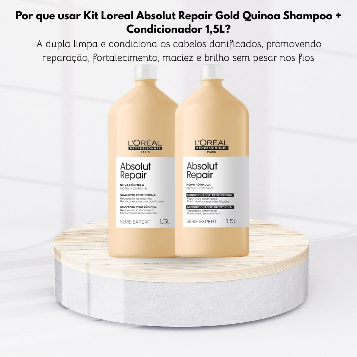 Kit Loreal Absolut Repair Gold Quinoa Shampoo + Condicionador 1,5L