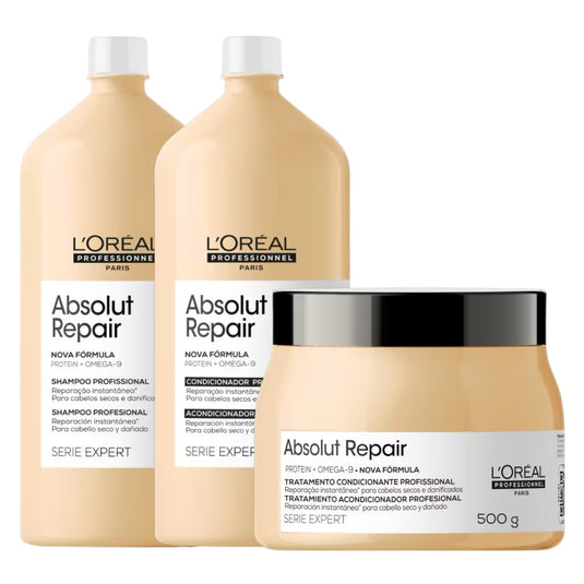 Kit Loreal Absolut Repair Gold Quinoa Tratamento Trio Profissional