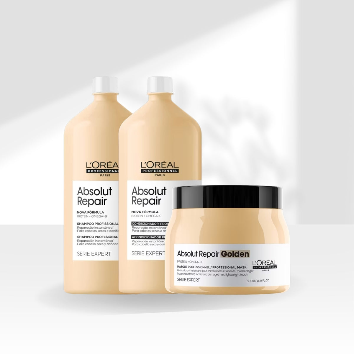 Kit Loreal Absolut Repair Gold Quinoa Tratamento Trio Toque Leve