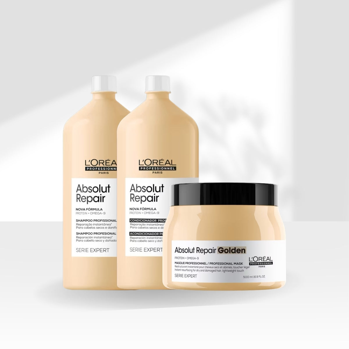 Kit Loreal Absolut Repair Gold Quinoa Tratamento Trio Toque Leve