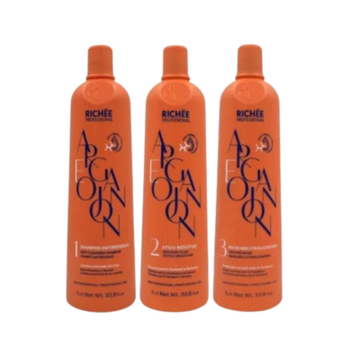 Kit Richée Argan e Ojon Escova Progressiva (3 x 1 Litro)