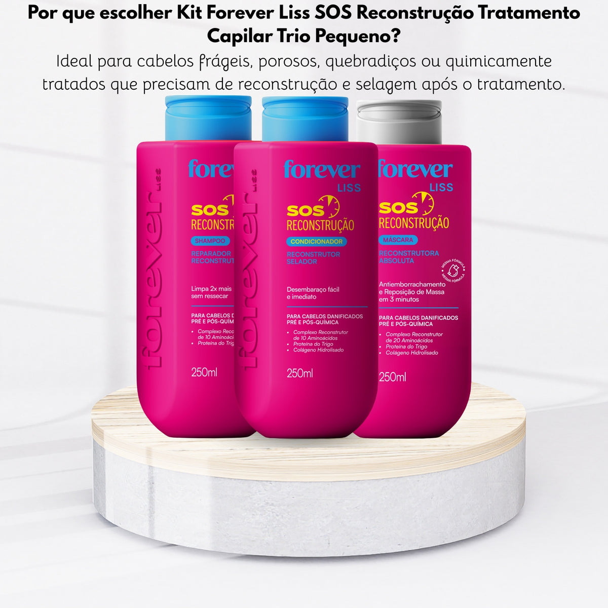Kit Forever Liss SOS Reconstrução Tratamento Capilar Trio Pequeno
