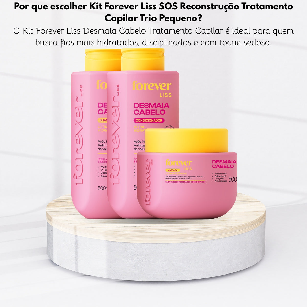 Kit Forever Liss Desmaia Cabelo Tratamento Capilar Trio Medio