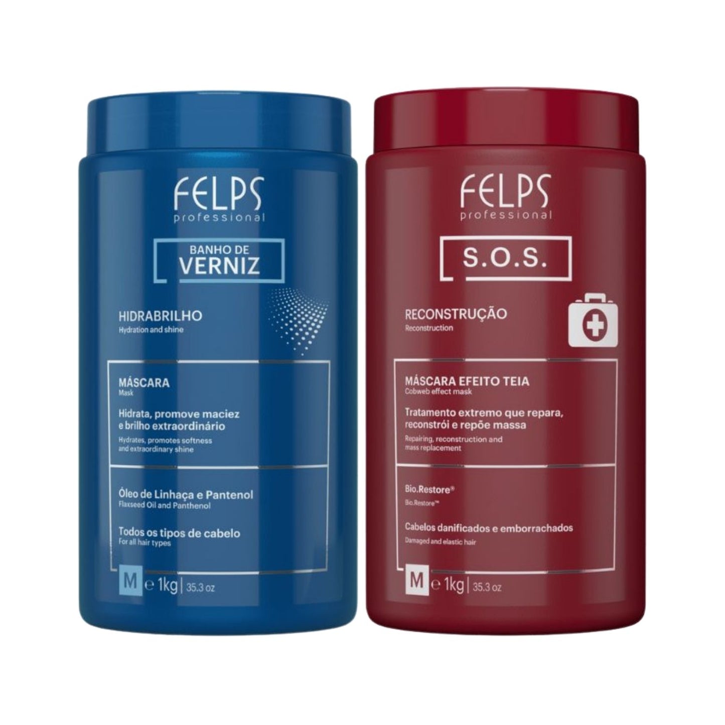 Kit Felps Cronograma Lumiforce (S.O.S.+ Banho de Verniz 2 x 1 Litro)