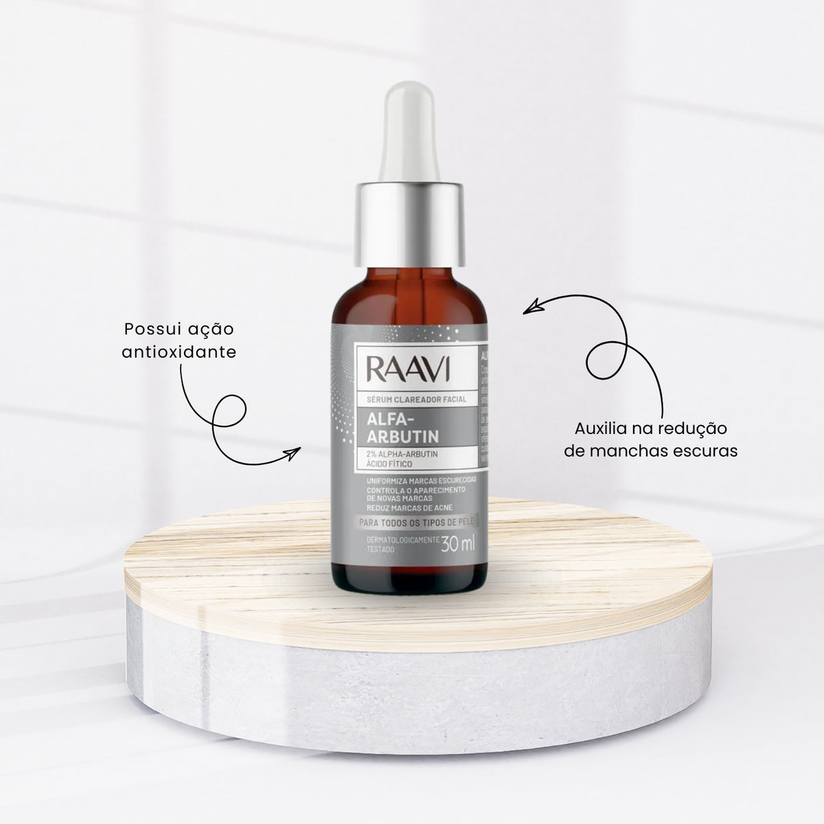 Sérum Raavi Clareador Facial 2% Alfa-Arbutin 30ml